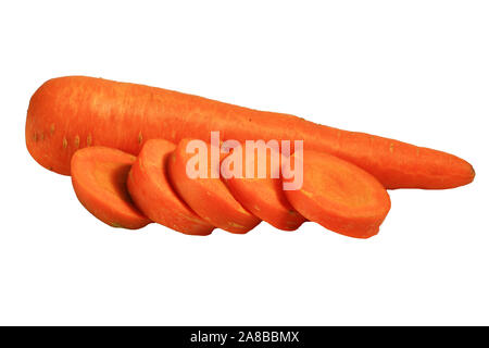 Sliced Orange Carrot isolated on White Background. Stock Photo