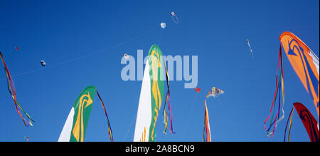 Low angle view of kites flying in the sky, Bouches-du-Rhone, Marseille, France Stock Photo