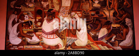 Close-up of Diego Rivera fresco in a palace, National Palace, Mexico City, Mexico Stock Photo