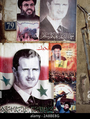 Political posters of President Bashar al-Assad, Syria Stock Photo