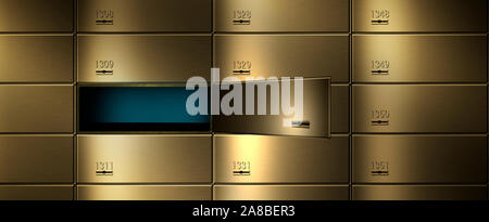 Safety deposit boxes in a wall Stock Photo