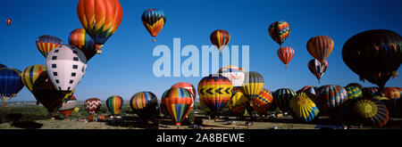 Hot air balloons floating in sky, Albuquerque International Balloon Fiesta, Albuquerque, Bernalillo County, New Mexico, USA Stock Photo