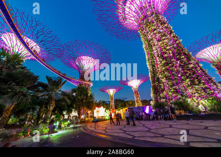 Famous destinations Garden By The Bay tourism travel tourist attraction Supertree Grove during blue Stock Photo