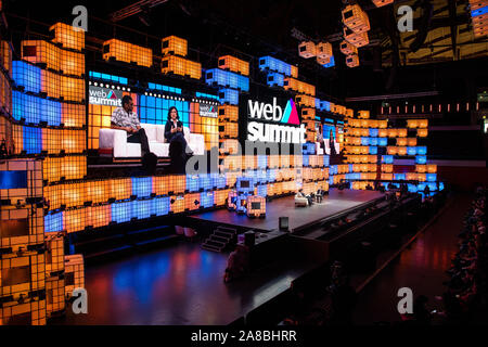 Lisbon, Portugal. 07th Nov, 2019. Amnesty International Secretary General Kumi Naidoo and Vera Jourova, Justice, Consumers And Gender Equality, European Commission speak during the annual Web Summit technology conference in Lisbon. Credit: SOPA Images Limited/Alamy Live News Stock Photo