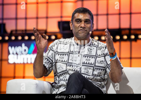 Lisbon, Portugal. 07th Nov, 2019. Amnesty International Secretary General Kumi Naidoo speaks during the annual Web Summit technology conference in Lisbon. Credit: SOPA Images Limited/Alamy Live News Stock Photo