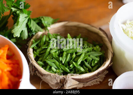 bowl with fresh green beans Stock Photo
