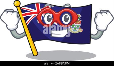 flag cayman islands isolated super hero with cartoon Stock Vector