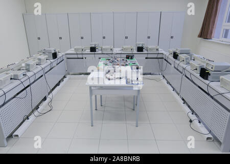 Electrical engineering classroom, measuring devices in the laboratory, electrical laboratory And testing equipment. Stock Photo