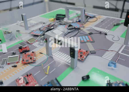 Electrical engineering classroom, measuring devices in the laboratory, electrical laboratory And testing equipment. Stock Photo