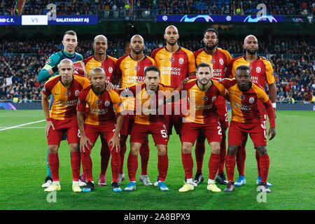 Madrid, Spain. 6th Nov, 2019. Galatasaray AS team group line-up (Galatasaray) Football/Soccer : UEFA Champions League Matchday 4 Group A match between Real Madrid CF 6-0 Galatasaray AS at the Santiago Bernabeu Stadium in Madrid, Spain . Credit: Mutsu Kawamori/AFLO/Alamy Live News Stock Photo