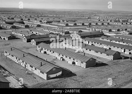 Granada Relocation Center, Amache, Colorado. A view of the Granada Center looking northwest from the water tower 11/30/1943 Stock Photo