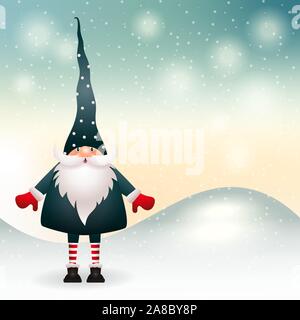 Christmas gnome in winter decor. Vector Stock Vector