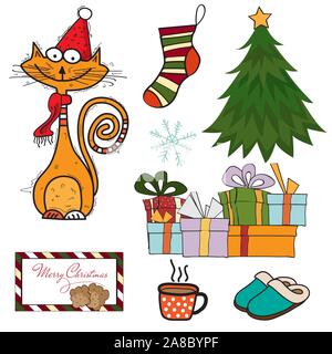 beautiful Christmas items collection isolated on white Stock Vector