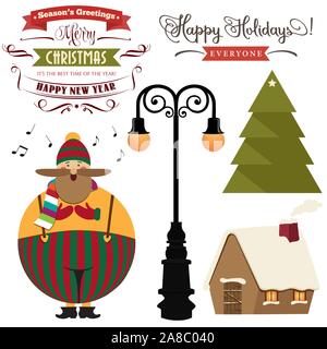beautiful Christmas items collection isolated on white Stock Vector