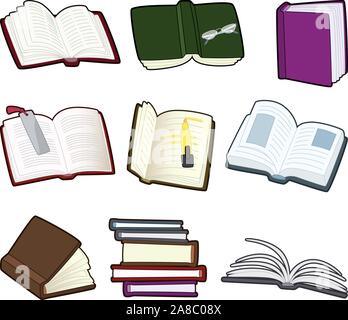 Book and agenda icon set vector icons illustration. Stock Vector