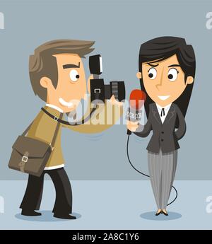 Journalist News Reporter With Camera, vector illustration cartoon Stock  Vector Image & Art - Alamy