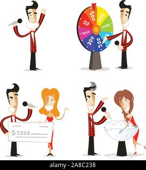 Game show host illustrations set 02. Stock Vector