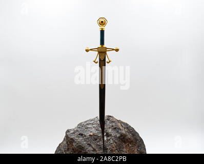 Excalibur the mythical sword in the stone of king Arthur Stock Photo