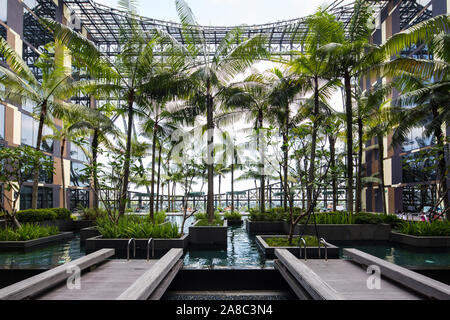 Common area of Crowne Plaza hotel premises in Changi Airport T3, Singapore Stock Photo