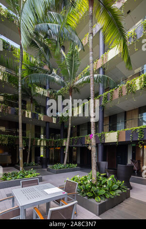 Common area of Crowne Plaza hotel premises in Changi Airport T3, Singapore Stock Photo