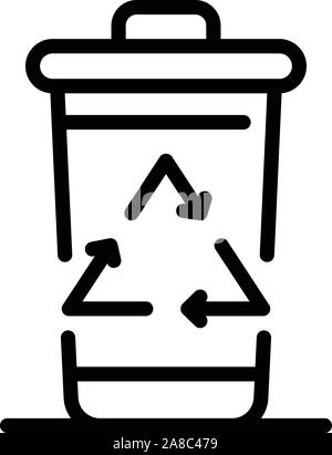 Garbage recycling bin icon, outline style Stock Vector