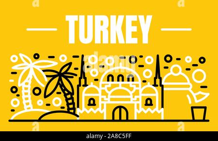 Turkey banner, outline style Stock Vector