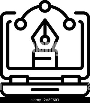 Editor laptop icon, outline style Stock Vector