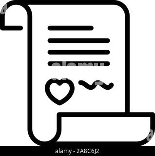 Letter with heart icon, outline style Stock Vector