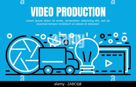Video production banner, outline style Stock Vector