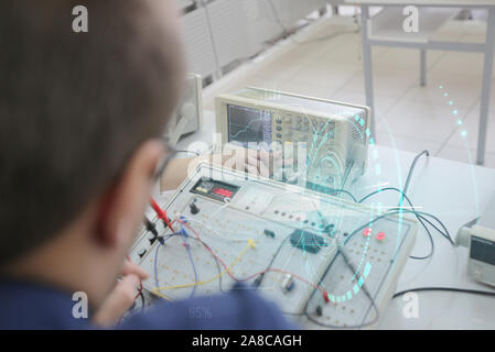 Young student in technical vocational training, the lesson in technical college. Stock Photo