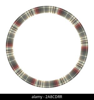 Round frame vector vintage pattern design template. Circle border designs plaid fabric texture. Scottish tartan background for collage art, gif card, Stock Vector