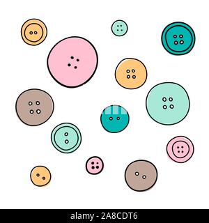 The big set of various buttons on the white. minimalism sketch style Stock Vector