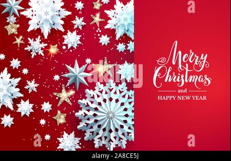 Snowy realistic Christmas red design Stock Vector