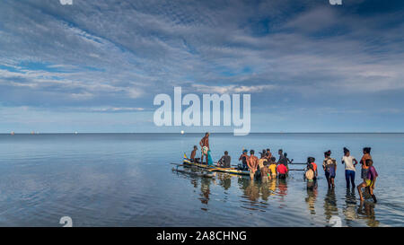 Vezo community close to Tulear (Toliara), South-Western Madagascar. Images of daily-life, specially fishing activities. Stock Photo