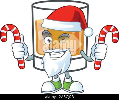 Beverage cold whiskey cartoon character isolated santa bring candy. Stock Vector