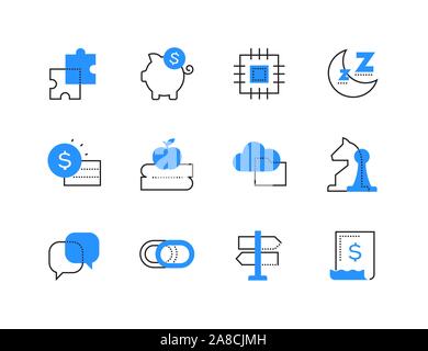 Business and finances color line icons set Stock Vector