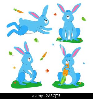 Cute rabbit - flat design style set of characters Stock Vector