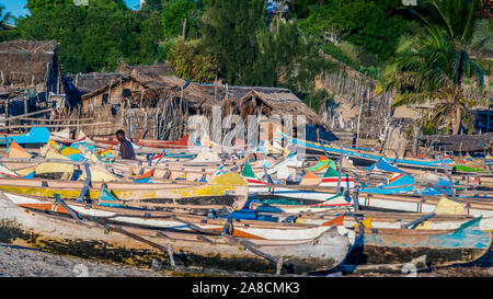 Vezo community close to Tulear (Toliara), South-Western Madagascar. Images of daily-life, specially fishing activities. Stock Photo