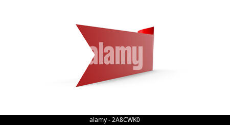 Realistic three dimensional ribbon banner against white background. High quality image ready for all crop needs. 3D Rendering. Stock Photo