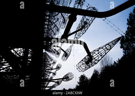 Duga-3 Soviet radar system in Chernobyl Nuclear Power Plant Zone of Alienation, Ukraine Stock Photo