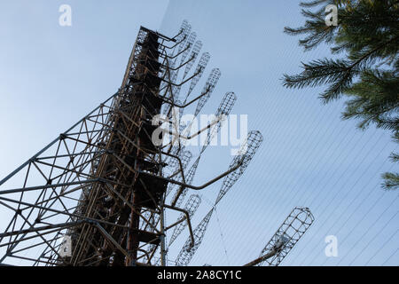Duga-3 Soviet radar system in Chernobyl Nuclear Power Plant Zone of Alienation, Ukraine Stock Photo