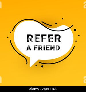 Refer a friend banner background with liquid gradient shape with shadow and lines on a yellow background for website, mobile app, poster, flyer, coupo Stock Vector