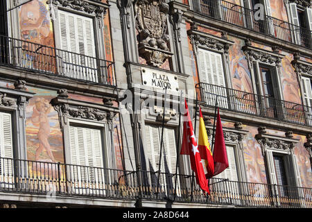 Facade of Casa de la Panaderia on the Plaza Mayor (main square) in Madrid, Spain Stock Photo