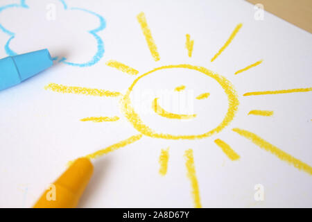Cute sun doodle drawing kawaii Royalty Free Vector Image