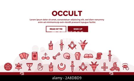 Occult, Demonic Entity Imagery Vector Linear Icons Set Stock Vector