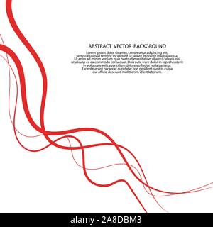 Abstract wavy background. Red lines on a white background. eps 10 Stock Vector