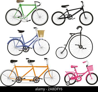 Bicycle Bike Cycling Cyclist Transportation Type, vector illustration cartoon. Stock Vector