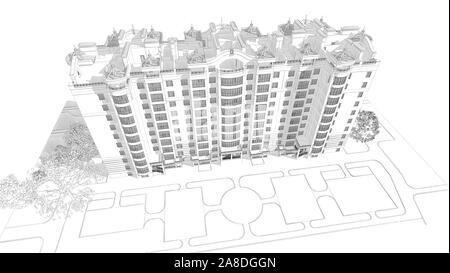 3d Drawing 3d Model House Architectural Stock Illustration 2207131757 |  Shutterstock