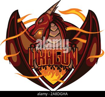 myth of dragon for e-sport logo, mascot and print t-shirt illustration Stock Vector