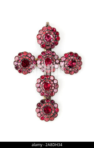 Red garnet crucifix Stock Photo